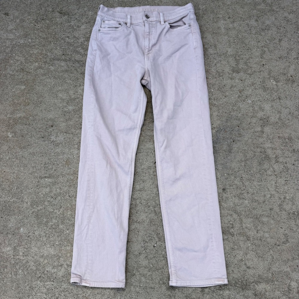 American Eagle Super High-Rise Straight Jeans Womens 8 Tan Denim Pants Casual